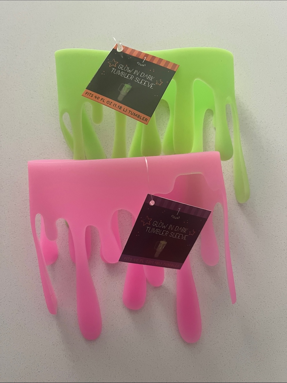 Set of Glow in Dark Tumbler Sleeves- Pink and Green